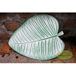 Taca biało-zielony liść 38 cm MDF